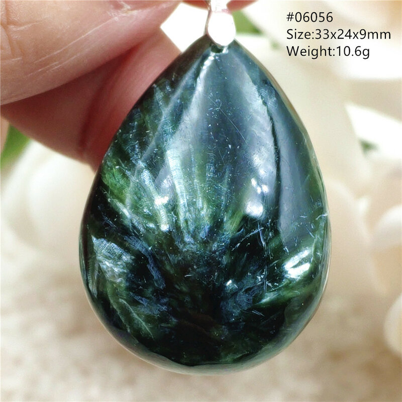 الطبيعية الخضراء Seraphinite الأحجار الكريمة قلادة قلادة النساء الرجال Seraphinite قطرة الماء حبة موضة الحب مجوهرات AAAAAA