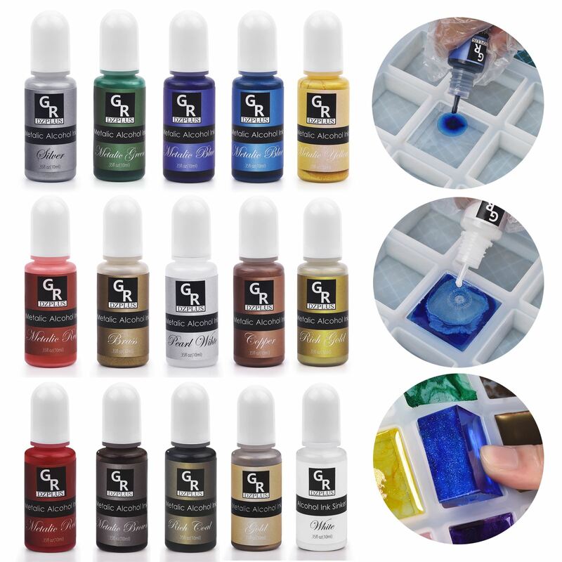 Kit de pigmento de resina, tinta de arte, Alcohol líquido, colorante, difusión de tinta, molde de resina epoxi, juego para colorear, fabricación de joyas, 1 Juego