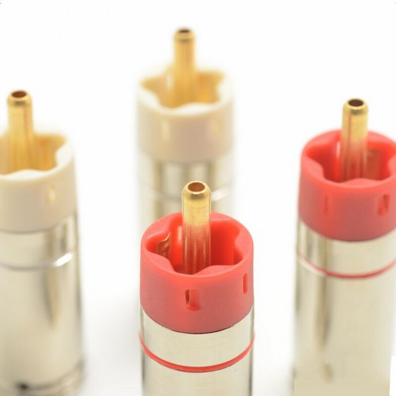 HIFI Quality Hifi DIY Gold Plated Tellurium Copper / plated silver connectors speaker RCA Plugs  9mm Star Line 2 pairs/4pcs
