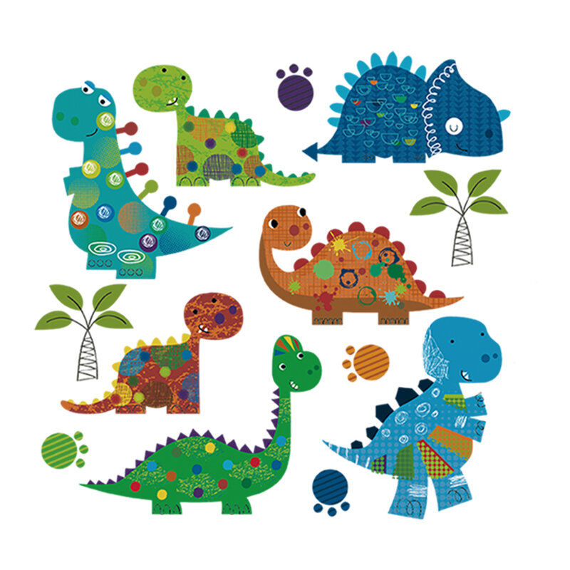 The New Dinosaur Patches Washable Heat Transfer Stickers DIY Kawaii Animal Patches For Customers Eco-friendly Denim Stickers