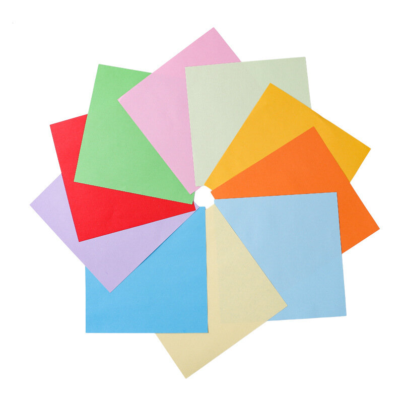 Papel de Origami cuadrado para niños, doble cara, Color sólido, plegable, Multicolor, hecho a mano, álbum de recortes, decoración artesanal, 100 Uds.