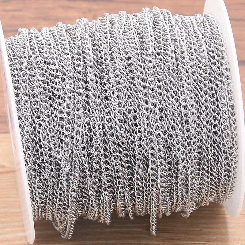 5 Meters/Lot 3 Size Stainless Steel Polishing Necklace Tail Chains For DIY Jewelry Findings Making Materials Handmade Supplies