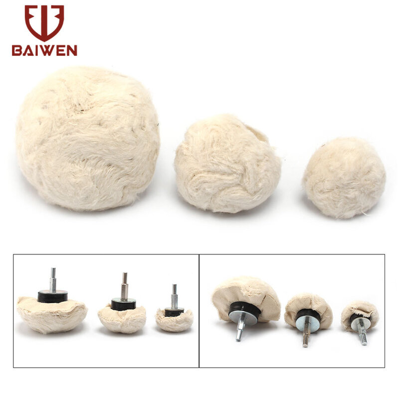 Broca de polimento de algodão branco, kit de broca em formato de cogumelo para polidor de carro, acessórios de ferramentas de alumínio inoxidável
