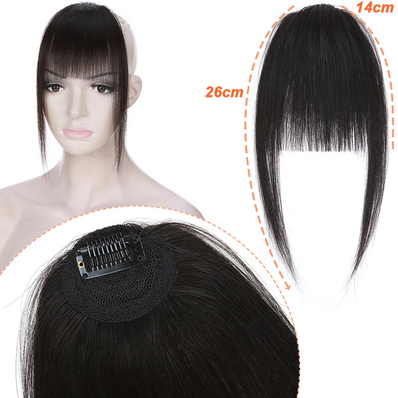 Sego-Franja de cabelo humano com templos, pedaço de cabelo humano 100% real, visual natural vardido, quadrinhos, 9g
