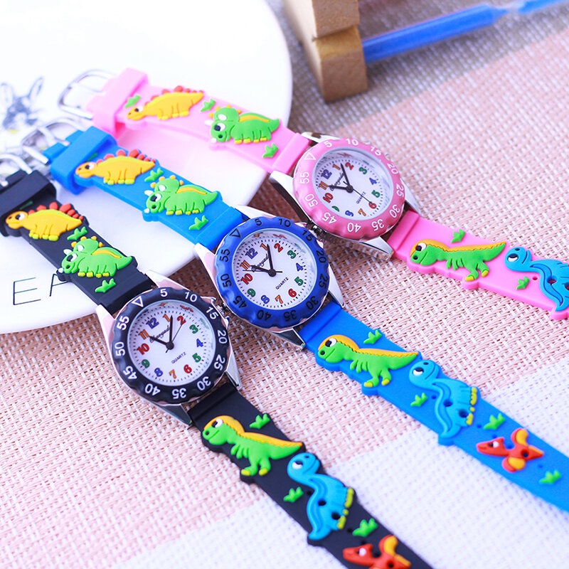 Chaoyada 2024 nuovi bambini ragazzi ragazze orologio da polso al quarzo digitale colorato bambini studenti dinosauro cinturino in silicone orologio giocattolo