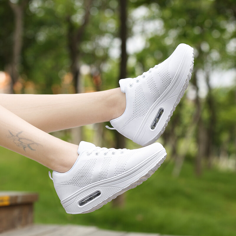 MWY ผู้หญิงแพลตฟอร์มรองเท้าแฟชั่นส้นสูงรองเท้าผ้าใบ Breathable Wedges รองเท้าผู้หญิงสีขาว Trainers Zapatillas Mujer Casual