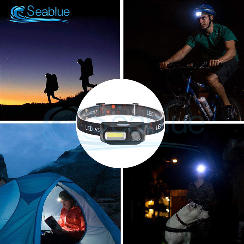 Mini lanterna de cabeça de led para acampamento, portátil, recarregável, usb, farol lanterna, luz de emergência, pesca, acampamento