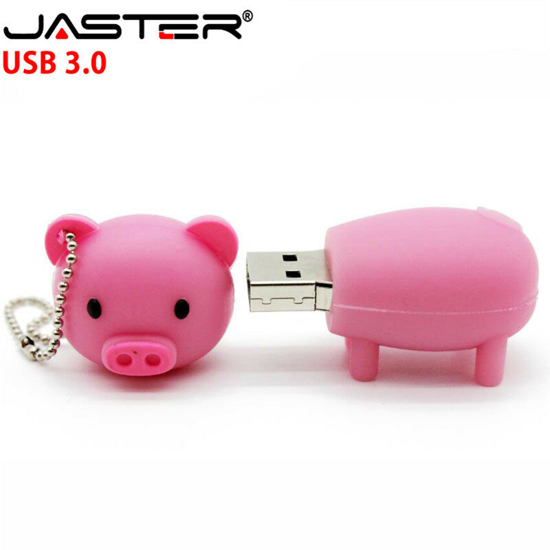 JASTER-unidad flash USB de alta velocidad, memoria USB 3,0 de dibujos animados, cerdo rosa, 64GB, 32GB, 16GB, 8GB, 4GB, capacidad real