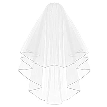 Velo de novia blanco con doble Borde de cinta, velo de Boda nupcial en cascada con peine, 2024