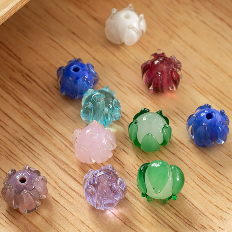 14x11mm Round Flower Shape Lampwork Glass Loose Beads For DIY Crafts Jewelry Making Findings