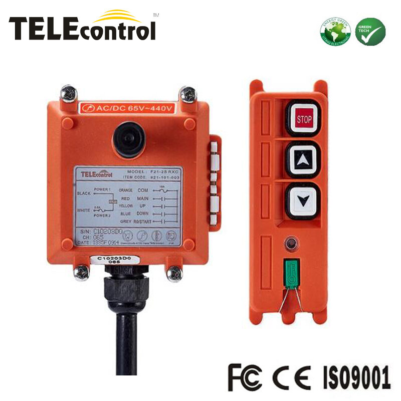 Telecontro F21-2S 2 Keys single step up down electronic hoist  Wireless Industrial Remote Control Transmitter Push Button Switch