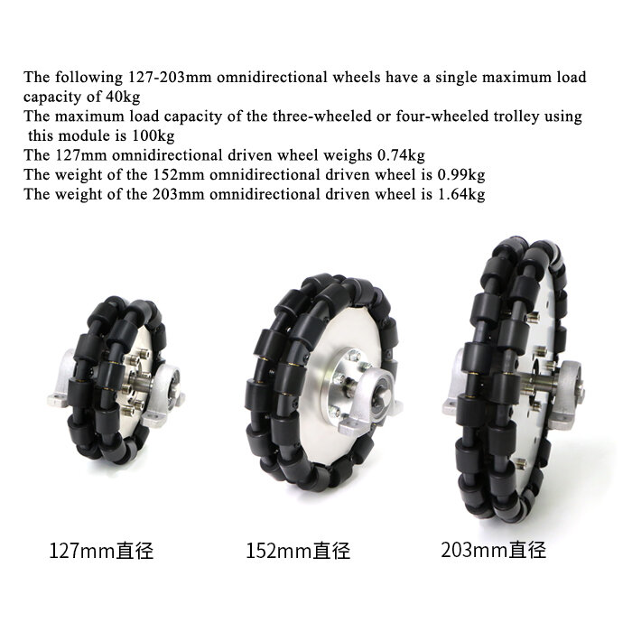 100 кг нагрузки металла всенаправленный приводной модуль колеса 60 127 152 203 мм вместо универсальных колес, без проскальзывания, высокая стабильность
