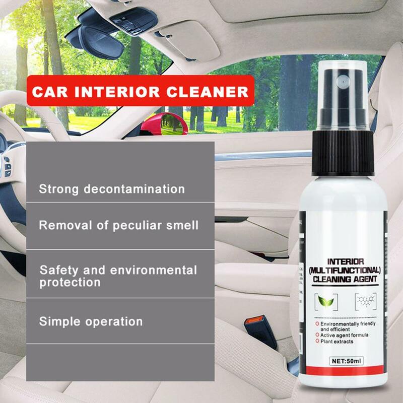 50ML Car Interior Cleaner Auto Roof Instrument Panel Leather Clean Cleaning Agent Leather Surfaces Car Accessories