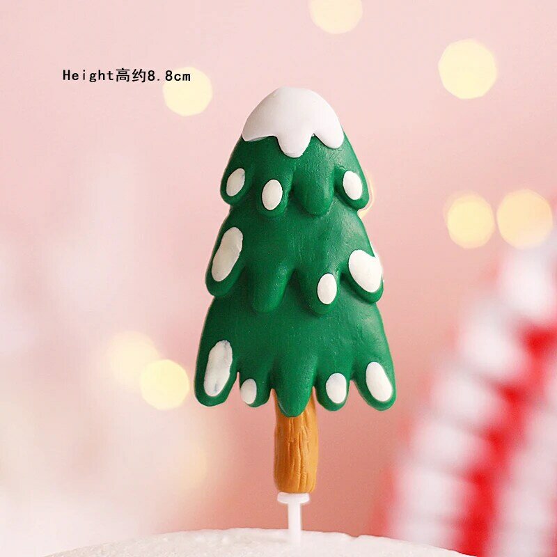 Santa Claus gift box Train Tree Merry Christmas Cake Toppers Happy New Year Decorations Party Baking Supplies