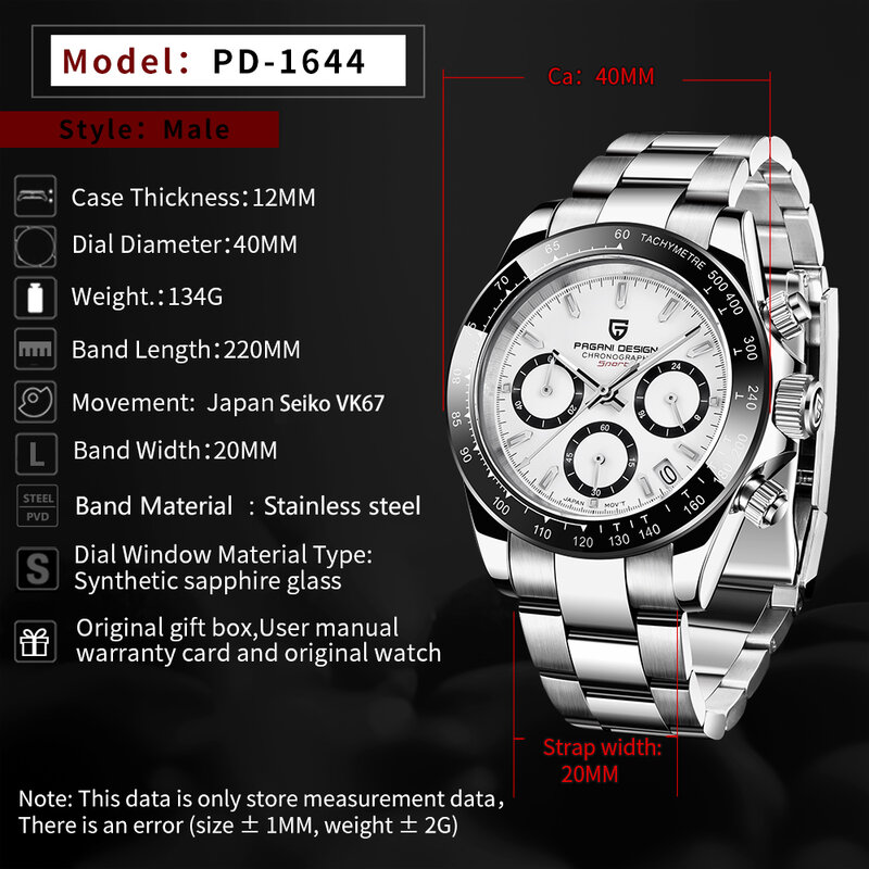 2023 New PAGANI Design Top Brand orologi al quarzo sportivi da uomo zaffiro cronografo impermeabile in acciaio inossidabile Luxury Reloj Hombre