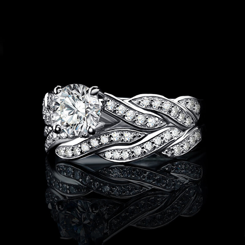 JewelryPalace 2 Buah Set Cincin Pernikahan Tunangan untuk Wanita 925 Perak Sterling 1, 5ct AAAAA CZ Berlian Simulasi Cincin Tak Terbatas