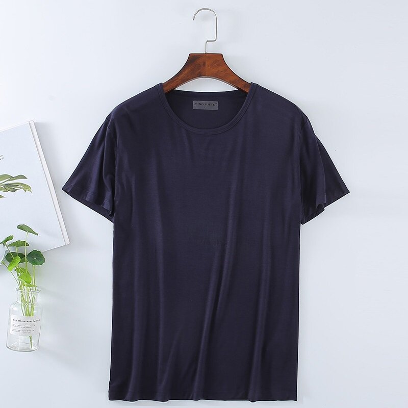 Size 8XL 150KG Modal Men Short Sleeve O neck Top Casual Thin Homewear Tops Plus Size Loose Casual Sports Undershirts