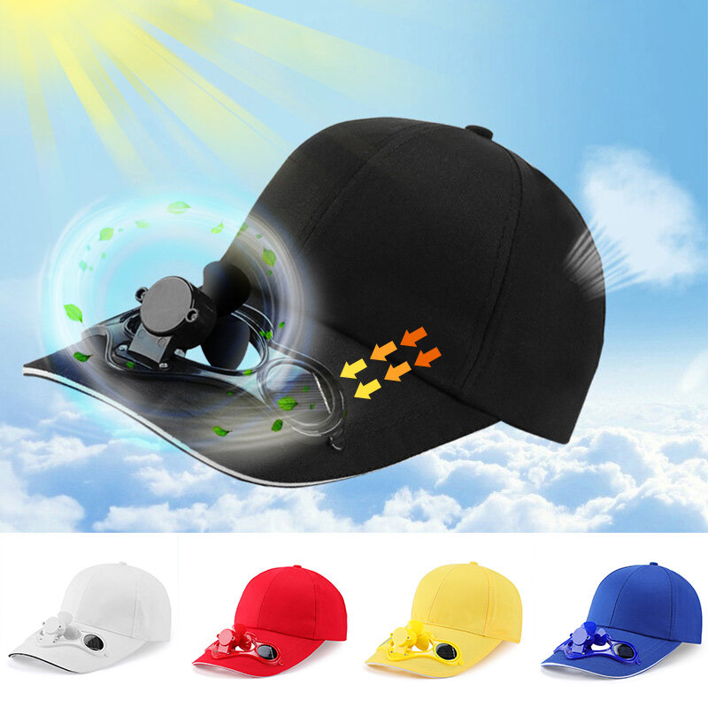 Lato czapki sportowe słońce nakładka ochronna z energii słonecznej wentylator ochrony przeciwsłonecznej zasilany energią słoneczną czapka z wiatraczkiem jazda na rowerze wspinaczka czapka z daszkiem czapka z daszkiem