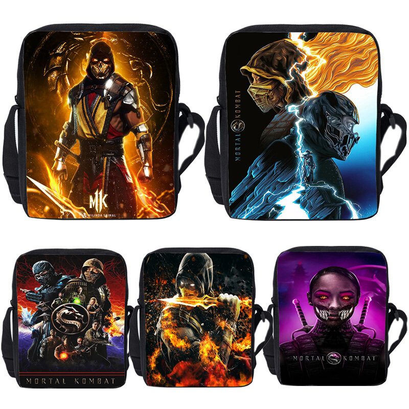 Крутые Наплечные сумки с принтом Mortal Kombat, сумки в стиле Харадзюку для колледжа, холщовые сумки-мессенджеры, мультяшный кошелек в стиле аниме, школьные сумки для подростков