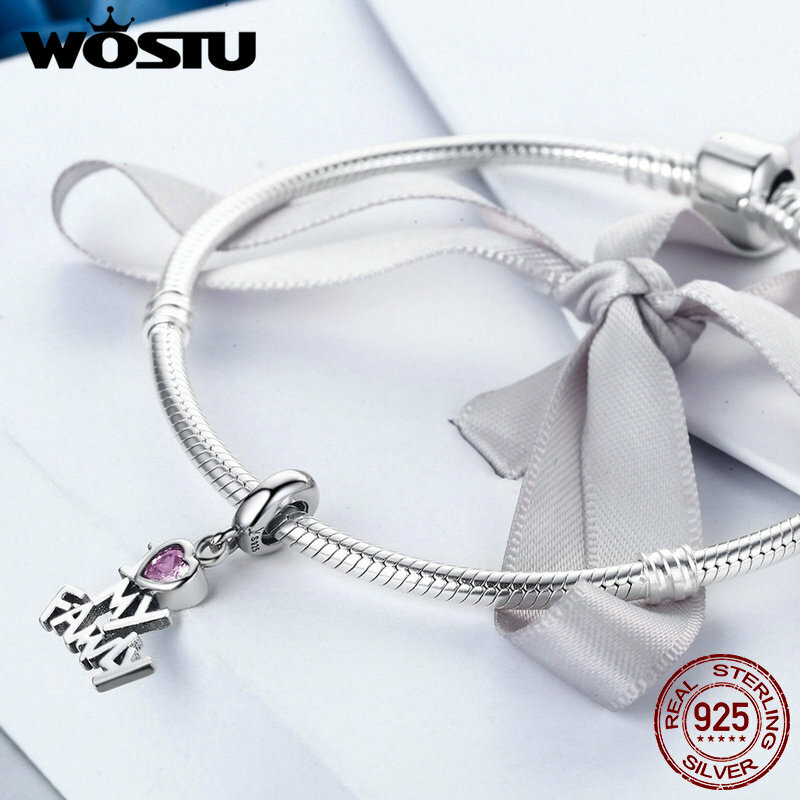 WOSTU 925 Sterling Silver Heart Pendant Series Charm Bead Fit Original Bracelet Necklace DIY Jewelry Gift