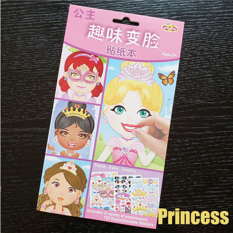 Stickers DIY Cute Stickers Children Puzzle Games Make-a-Face Princess Animal Dinosaur Assemble Toys for Girls Training