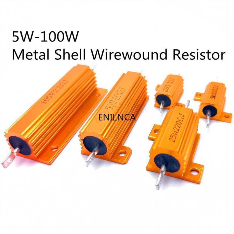 25W 50W 100W Alumínio Shell Power Metal Caso Wirewound Resistor 0.01-100K 0.05 0.1 0.5 1 2 6 8 10 20 200 500 K 10 1K ohm