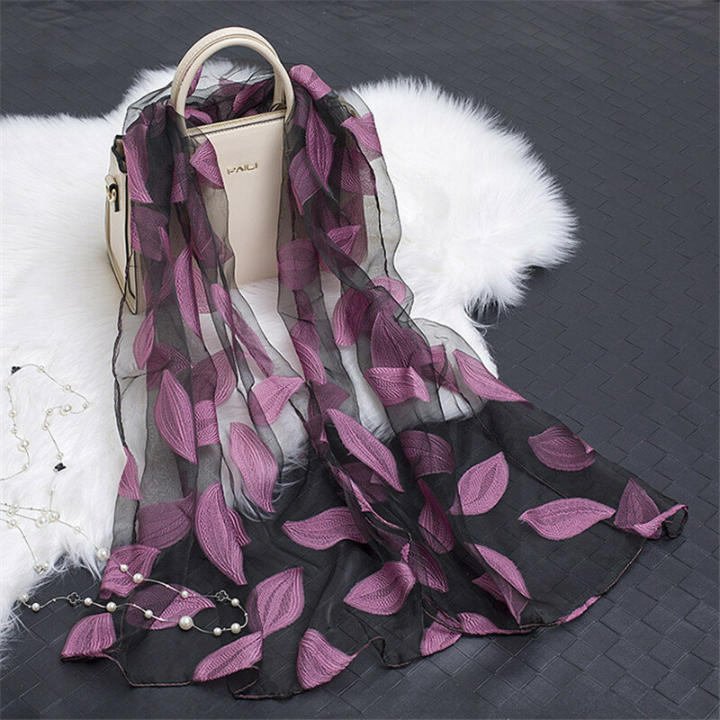 Bufanda de seda para mujer, pañuelo ligero y transparente, chales de encaje de gasa de Organza para playa, gran oferta, 2023