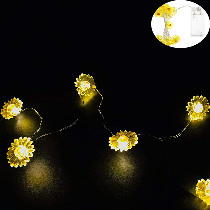 1m/2m usb/bateria fio de cobre lâmpada pequena flor margarida luz da corda luzes de fadas natal para pátio barra ktv decoração luz