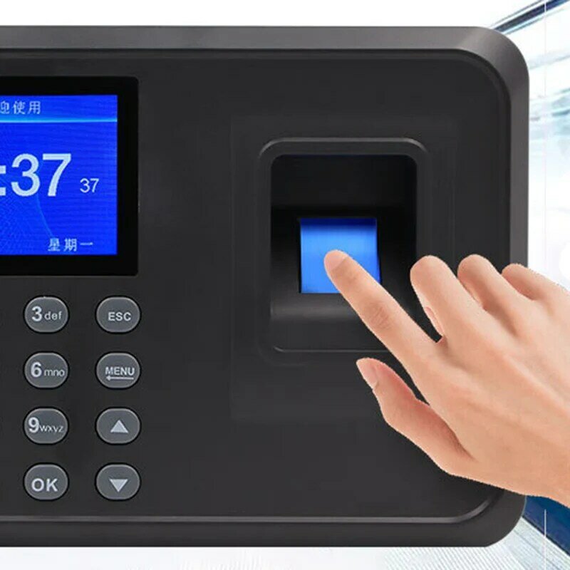 Machine biométrique de présence d'empreintes digitales affichage à cristaux liquides système de présence d'empreintes digitales USB horloge enregistreur de vérification des employés