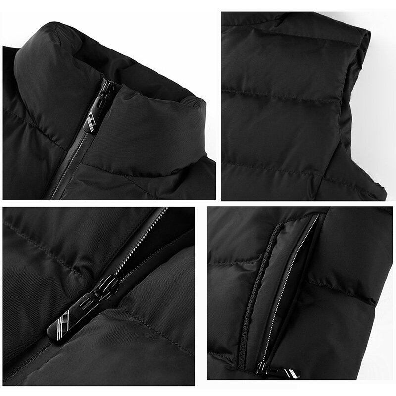 Colete de inverno masculino e algodão acolchoado jaqueta moda quente colete masculino inverno all-match sem mangas jaqueta alta qualidade tamanho europeu