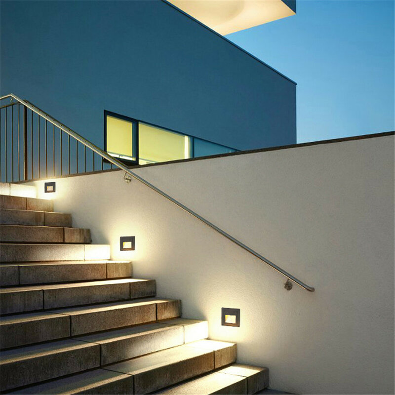 Zewnętrzna lampa schodek Led 5W wodoodporna wpuszczana narożnik ścienny światło LED Footlight dla krajobrazu ścieżka schody AC110V-220V