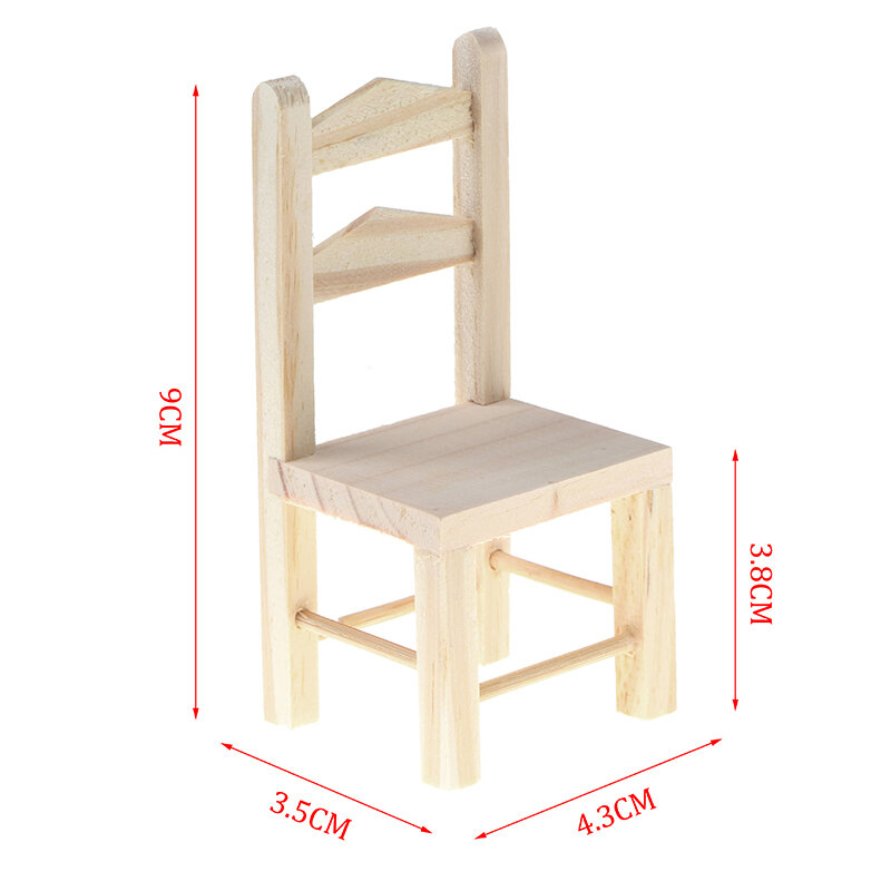 Chaise de cuisine en bois pour maison de poupée, meubles miniatures, jouet de simulation pour enfants, 1:12