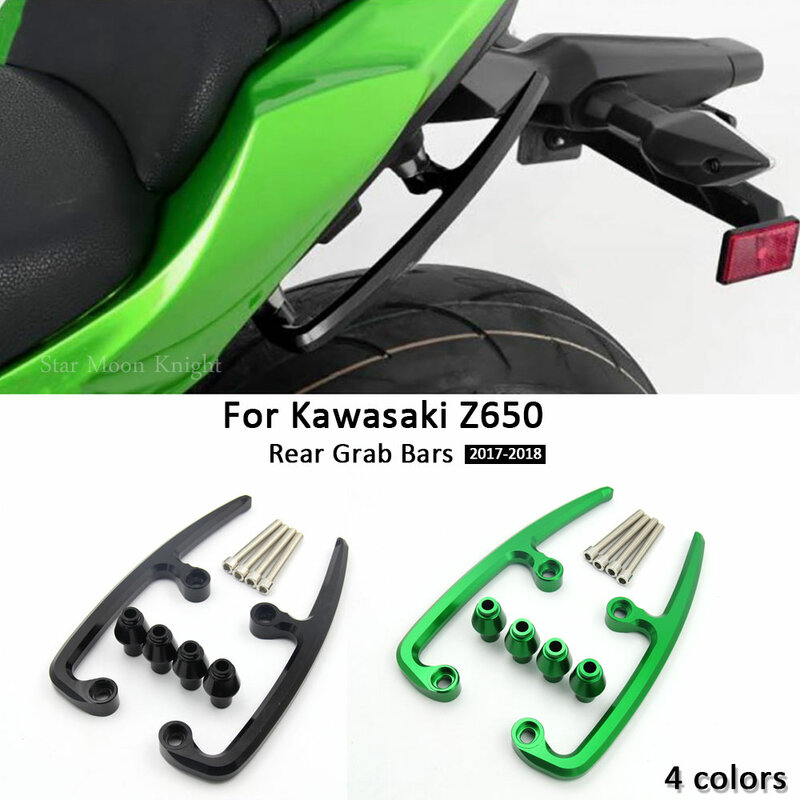 Motocicleta cnc alumínio barras traseiras, assento pillion passageiro trilho punho, descansa braço braço, Kawasaki Z650, 2017, 2018