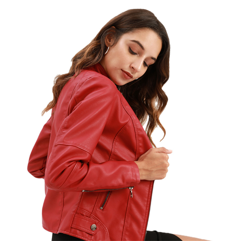 Женская куртка из искусственной кожи, красная, черная, готическое пальто, весна, осень