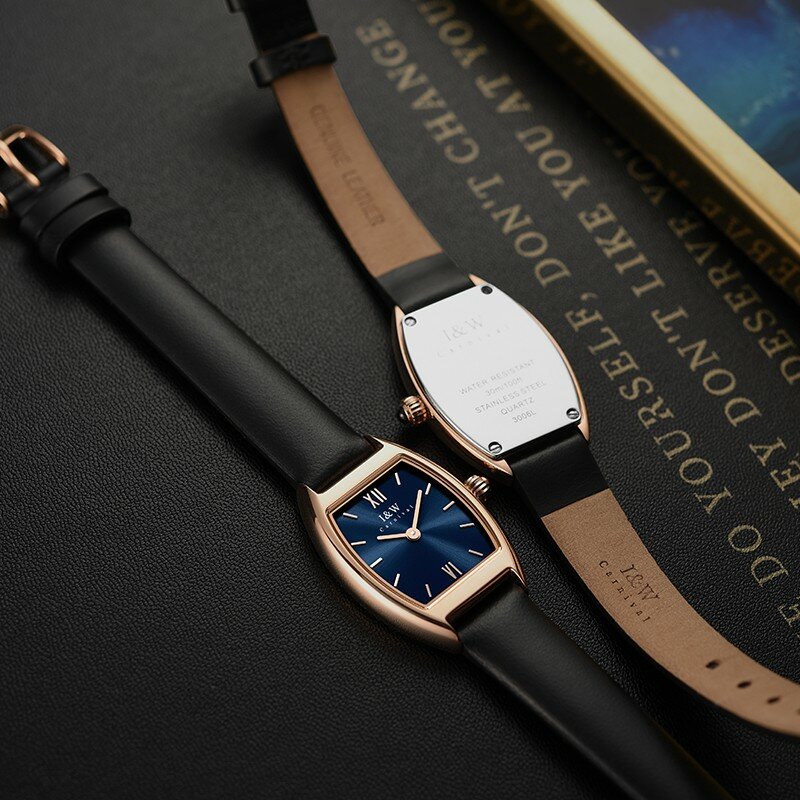 I & W-Relojes de lujo Para Mujer, con correa de cuero de zafiro 2021, reloj suizo de movimiento de cuarzo, resistente al agua