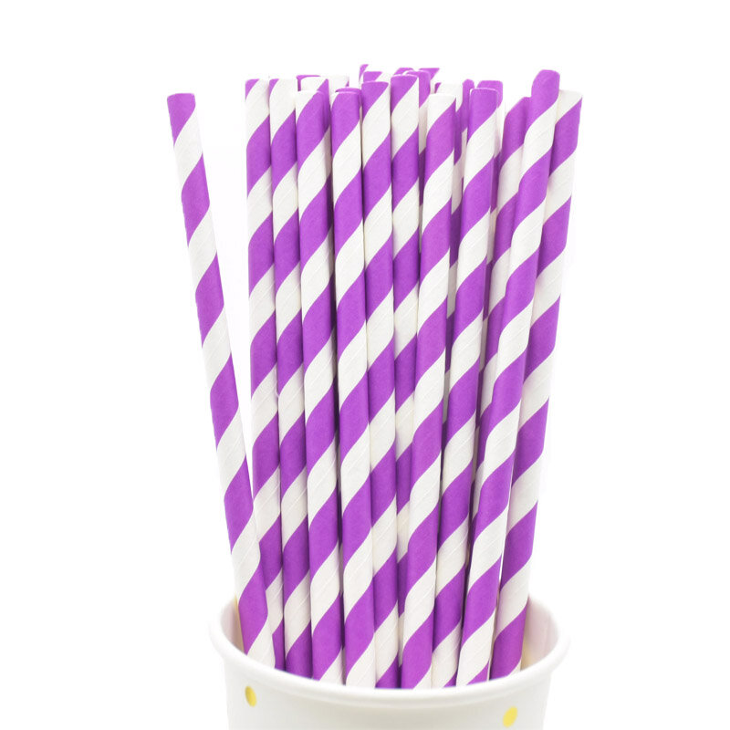 Biodegradable Stripes Paper Straws Pink Blue Yellow Stripes Drinking Straws Wedding Birthday Party Decoration Baby Shower Kids