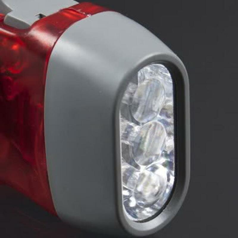 3 LED de mano de presión dínamo con manivela de potencia linterna con asa enrollable antorcha luz de mano prensa manivela lámpara de Camping Luz