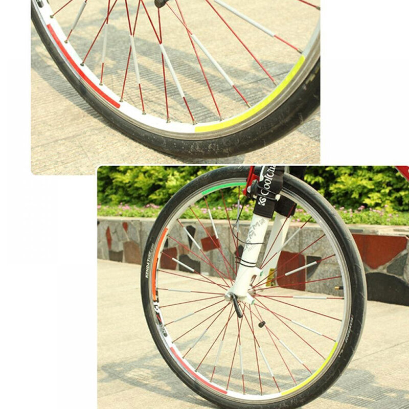 자전거 반사 줄무늬 방수 안전 경고 발광 스포크 자전거 휠 반사판, ABS 튜브 반사 코팅, 12 개