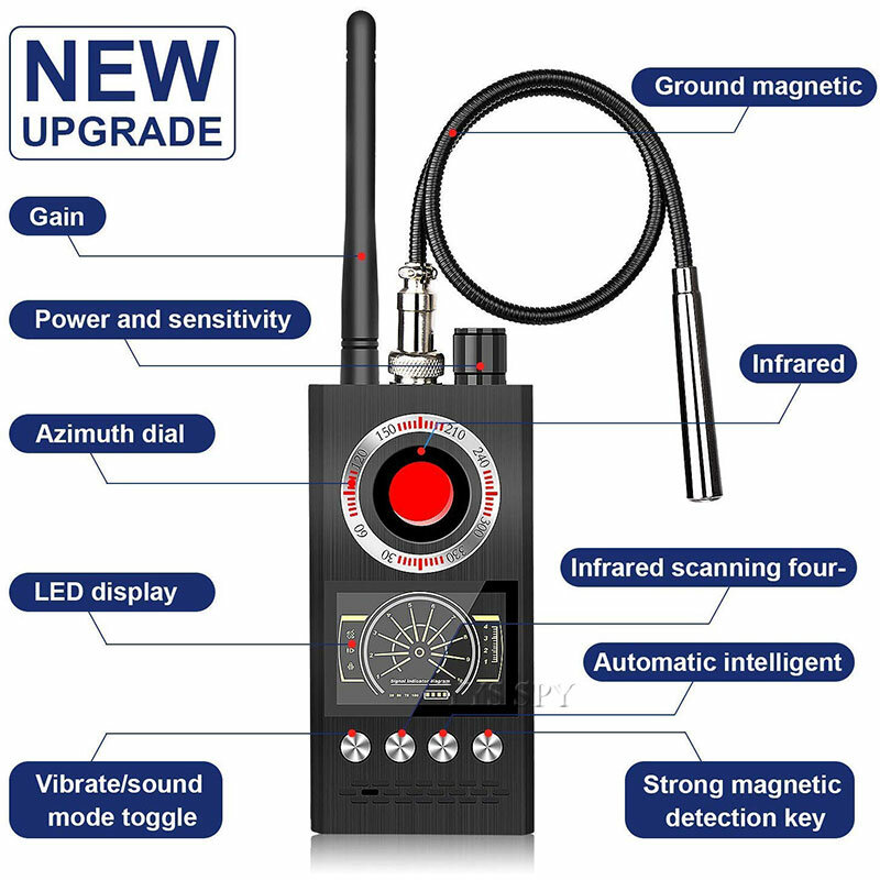 K68 Anti Mata-mata Nirkabel RF Detektor Sinyal Bug GSM GPS Pelacak Kamera Tersembunyi Perangkat Menguping Versi Militer Profesional