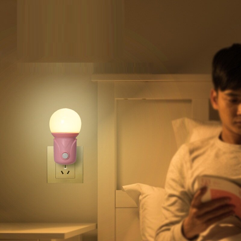 Светодиодная Подключаемая ночник, милая энергосберегающая лампа для сна для детей, кормления, спальни, балкона, 2 цвета