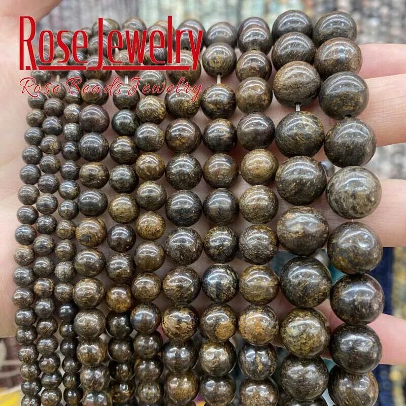 Натуральный камень бронзит круглые бусины Свободные Spacer Бусины 4681012 мм или "сделай сам" для изготовления украшений вручную браслет ожерелье, 15"