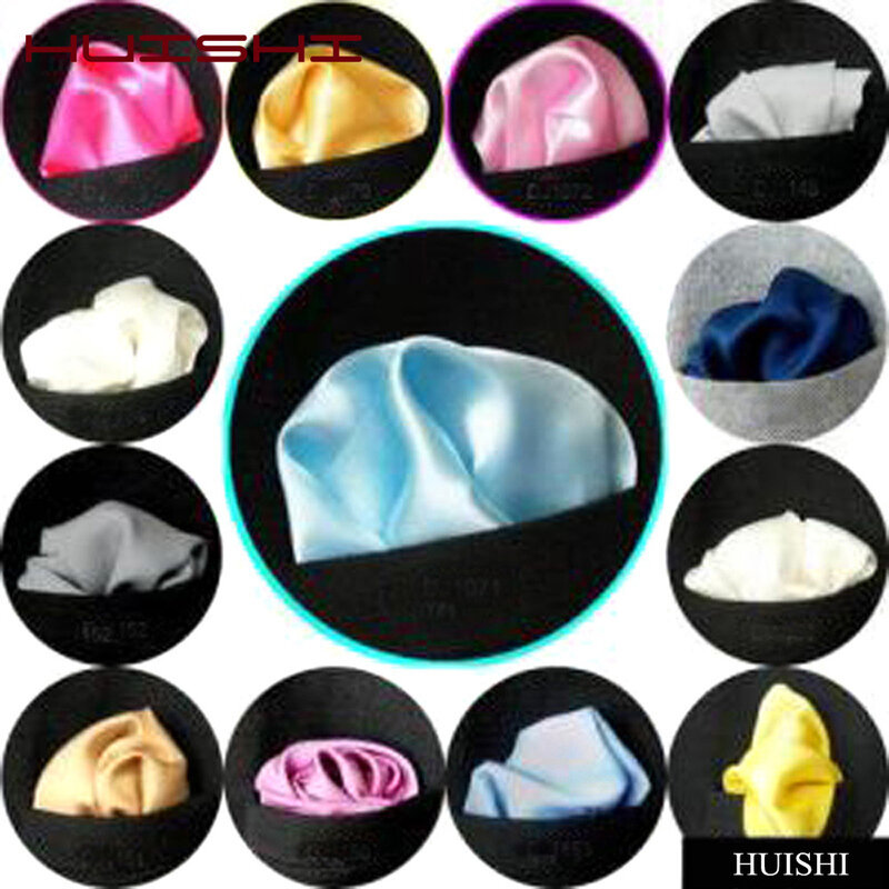 HUISHI Sale Men's Satin Solid Plain Handkerchiefs Suits Pocket Square Wedding Party Handkerchief Neck Scarf Wristband Towel