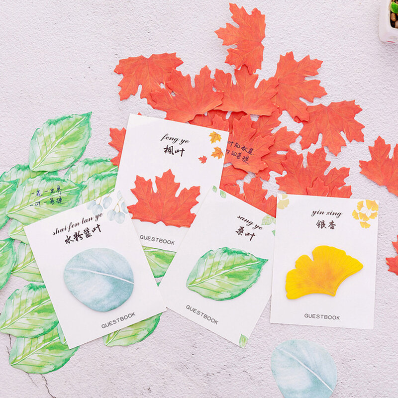 Sticky Note Memo Pad Planner Office School Stationery Maple Ginkgo/Leaf Print Stationery Memo Pad easy paste on the wall table