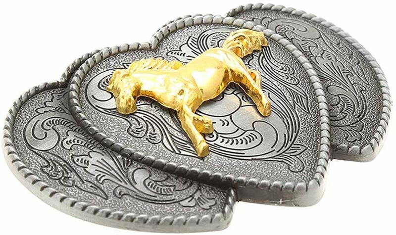 Fibbia per cintura a cavallo da corsa in oro a forma di tre connessioni per uomo fibbia da cowboy occidentale senza cintura larghezza in lega personalizzata 4cm