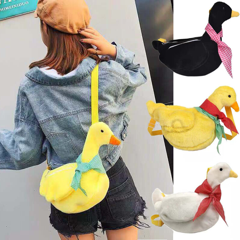 2021 bonecas pato bolsa de pelúcia crianças meninas sacos para mulheres mensageiro sacos bolsa dos desenhos animados animais forma crossbody sacos ombro