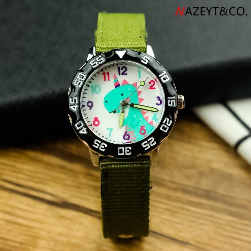 2021Best-selling 3D Детские Мультяшные кварцевые часы для мальчиков и девочек, милые нейлоновые спортивные часы с динозавром