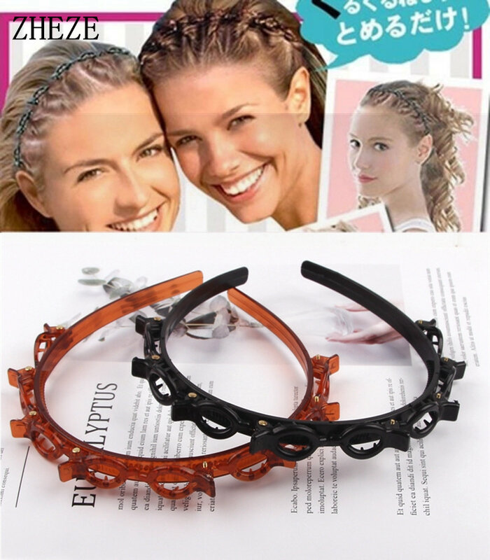 2 sztuk/partia Hot sprzedaży naprawiono artefakt z podwójnym Bangs klipy dziewczyny spinki pałąk pleciony Hairband akcesoria do włosów dla kobiet