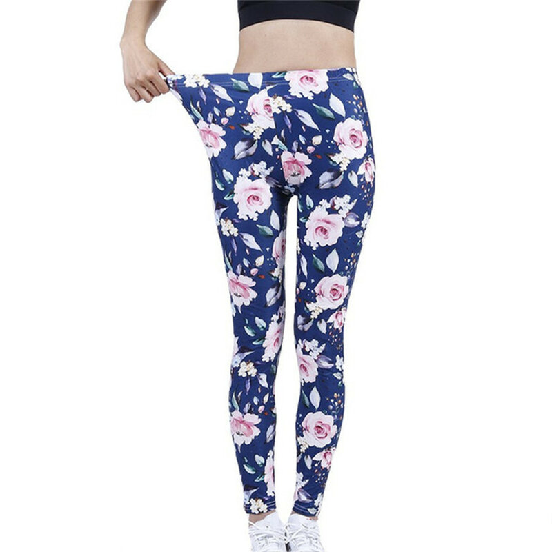 INDJXND-pantalones de Yoga elásticos para mujer, mallas deportivas de alta elasticidad para gimnasio, correr, pantalones elásticos con estampado, parte inferior informal, novedad