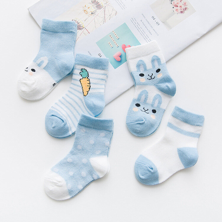 5Pairs/lot 0-9Y Kids Socks Summer Cotton Cartoon Animal Kids Socks Carrot Girls Mesh Cute Newborn Boy Toddler Children Socks
