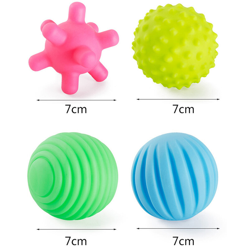 Juguete Montessori de goma texturizada, bolas táctiles múltiples, bolas suaves de masaje de entrenamiento para bebés de 0, 6 y 12 meses